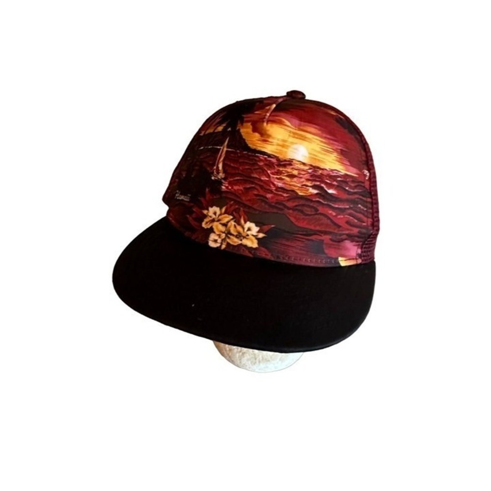 Hawaii Red Sunset Beach Scene Hat Cap Meshback Youth Adjustable